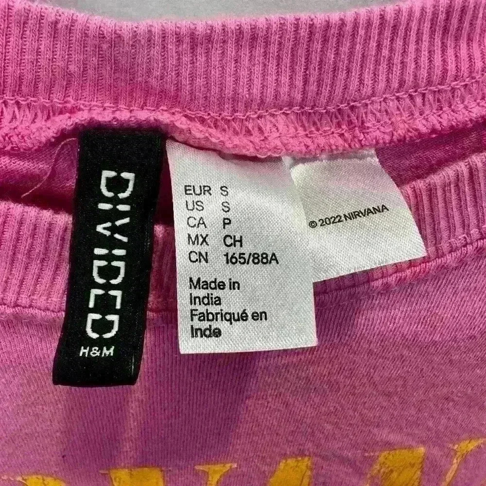 H&M Bright Pink Nirvana Angel T-Shirt Size Small - Picture 2 of 3